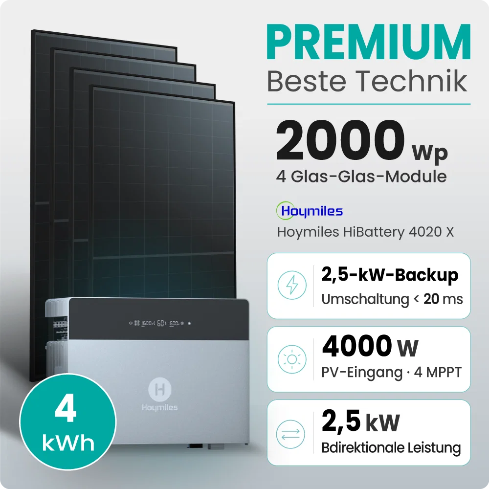 Tepto 2000W Balkonkraftwerk Premium mit Hoymiles HiBattery 4kWh Speicher