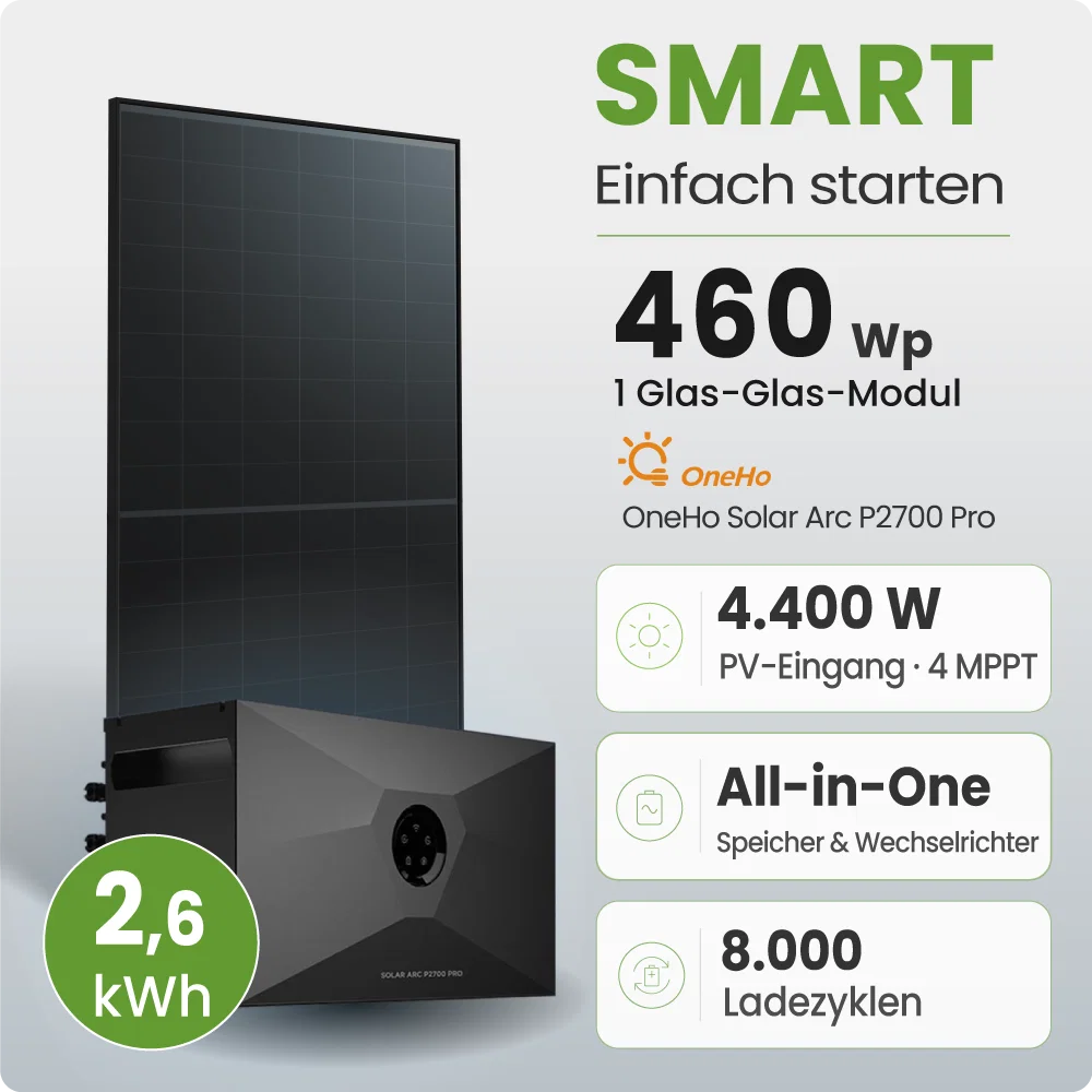 Tepto 460W Balkonkraftwerk Smart mit OneHo 2,6kWh Speicher