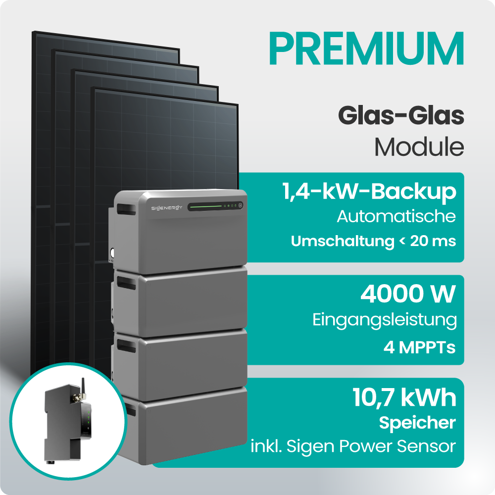Glas-Glas Modul, Batterie Speicher, Automatische Umschaltung, PV Speicher, Speicherpaket