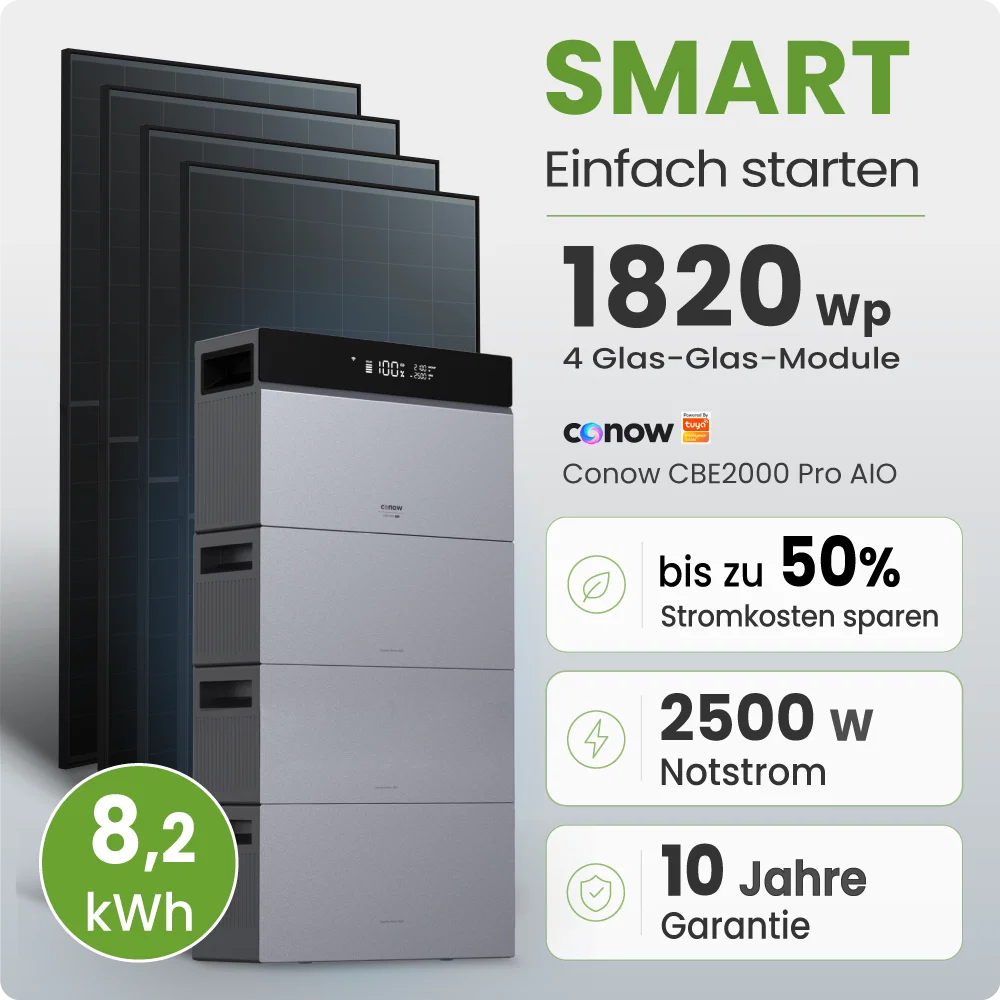 Tepto 1820W Balkonkraftwerk Smart mit Conow 8kWh Speicher + Gratis Smart Meter