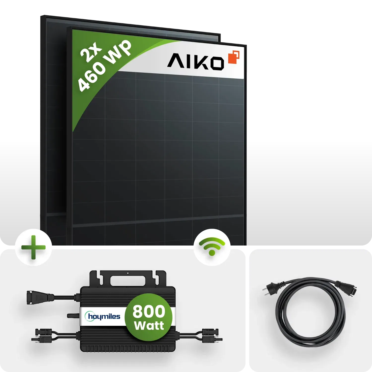 920Wp Balkonkraftwerk 2x460 Aiko Glas-Glas Fullblack Hoymiles HMS 800W-2T 920Wp Balkonkraftwerk 2x460 Aiko Glas-Glas Fullblack Hoymiles HMS 800W-2T