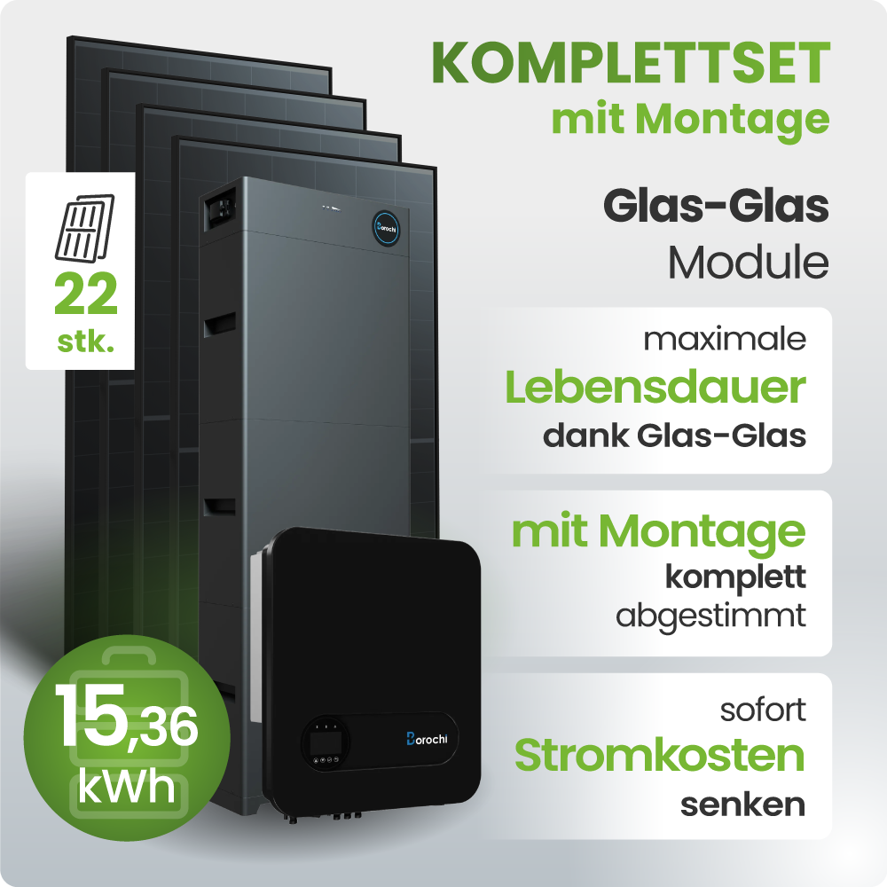 Speicherheizung, Solarheizmodul, Glas-Glas Modul, Kompaktes Heizsystem, Speicherbrennwert
