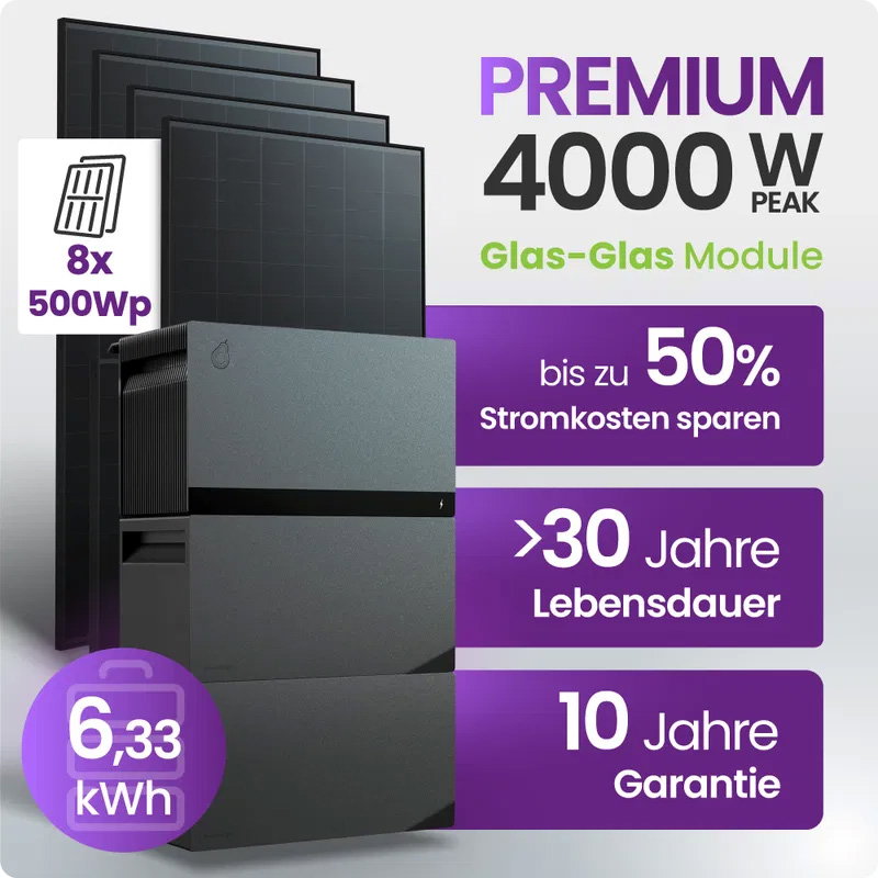 Tepto 4000W Plug&Play PV-Anlage Premium mit FoxEss Avocado 22 Pro 6,33kWh Speicher