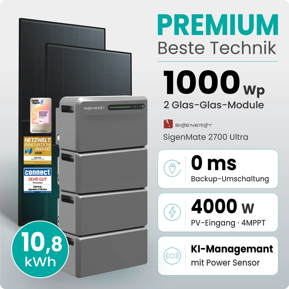 Tepto 1000W Balkonkraftwerk Premium mit Sigenergy SigenMate mit 10,75kWh Speicher