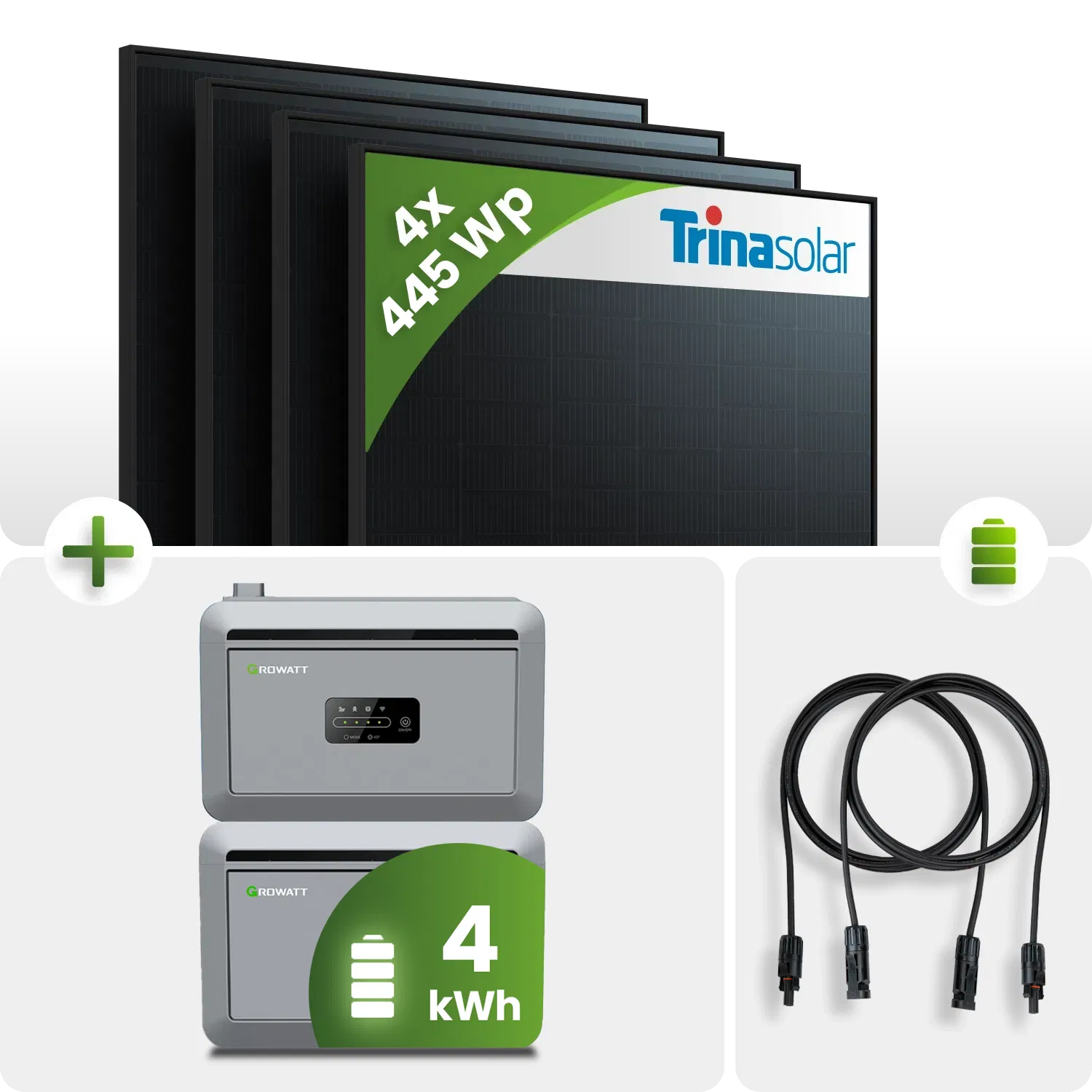 1780Wp Balkonkraftwerk 4x445Wp Trina Solar Fullblack Growatt NEXA 4kWh Speicher 1780Wp Balkonkraftwerk 4x445Wp Trina Solar Fullblack Growatt NEXA 4kWh Speicher