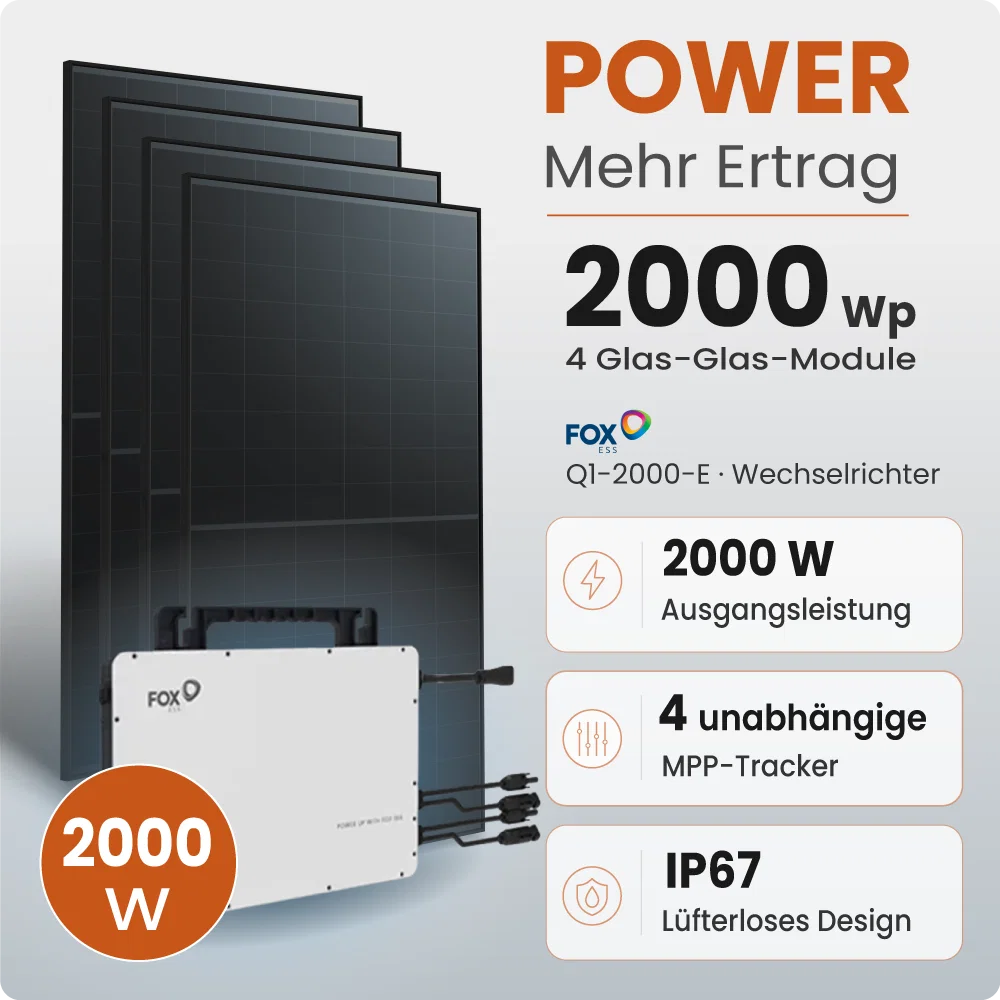 Tepto 2000W Balkonkraftwerk MaxPower mit FoxEss Q1-2000-E Mikrowechselrichter