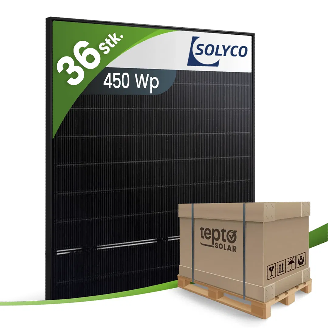 Solyco Pro R-TG 96h.5/450Wp Bifazial Heterojunction Fullblack (Palette)