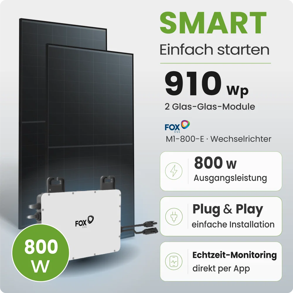 Tepto 910Wp Balkonkraftwerk Smart mit FoxEss Mikrowechselrichter