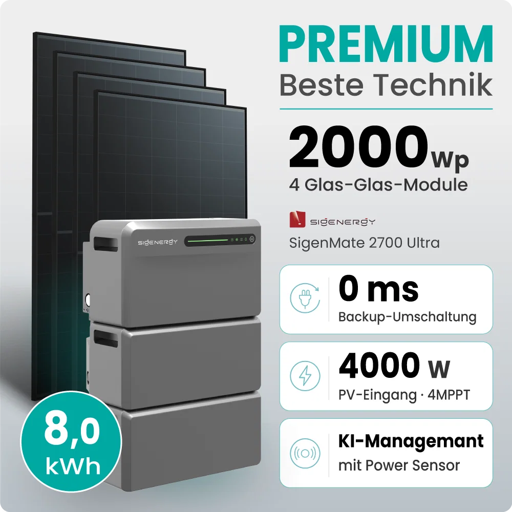 Tepto 2000W Balkonkraftwerk Premium mit Sigenergy SigenMate mit 8,06kWh Speicher