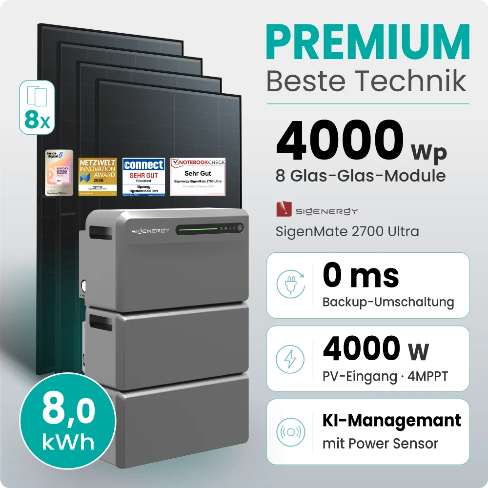 Tepto 4000W Balkonkraftwerk Premium mit Sigenergy SigenMate mit 8kWh Speicher