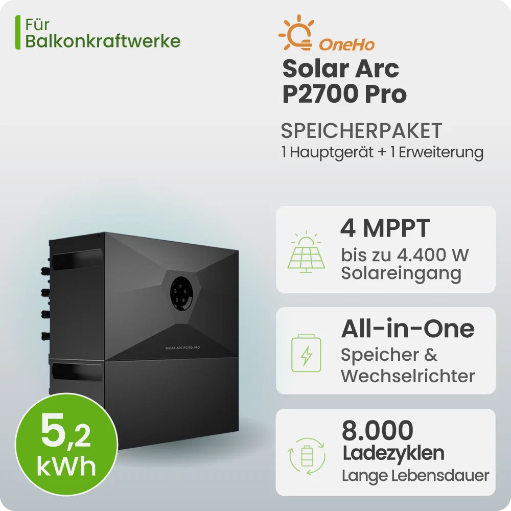OneHo Solar Arc P2700 Pro Speicherpaket 5,2 kWh