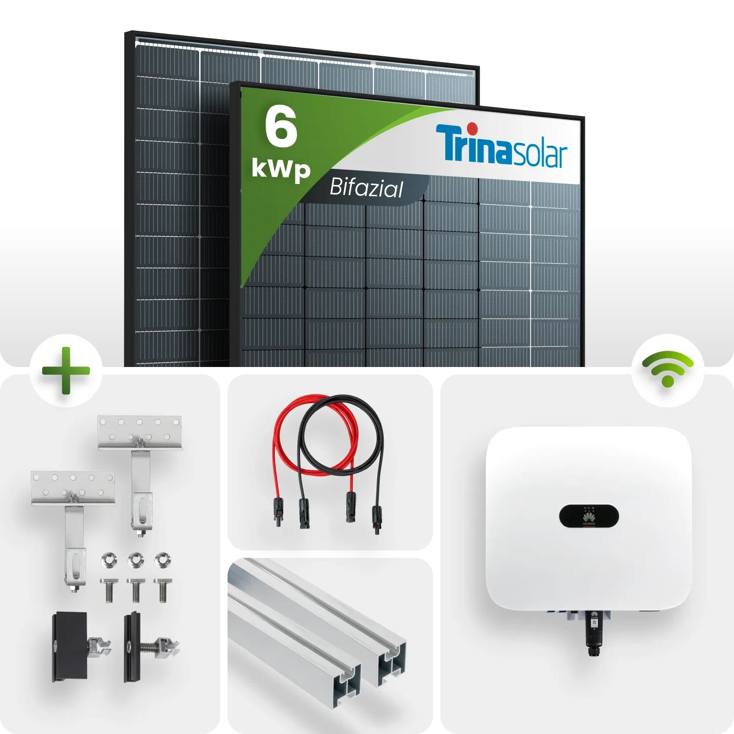 6kWp Huawei PV-Anlage 14x Trina 435Wp Glas-Glas Black Frame Schrägdachmontage 6kWp Huawei PV-Anlage 14x Trina 435Wp Glas-Glas Black Frame Schrägdachmontage
