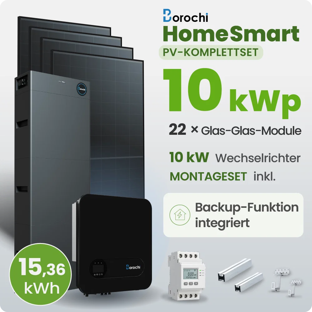 10 kWp Borochi PV-Anlage 22x 460Wp Fullblack 15kWh Speicher Notstromfähig Speicher erweiterbar