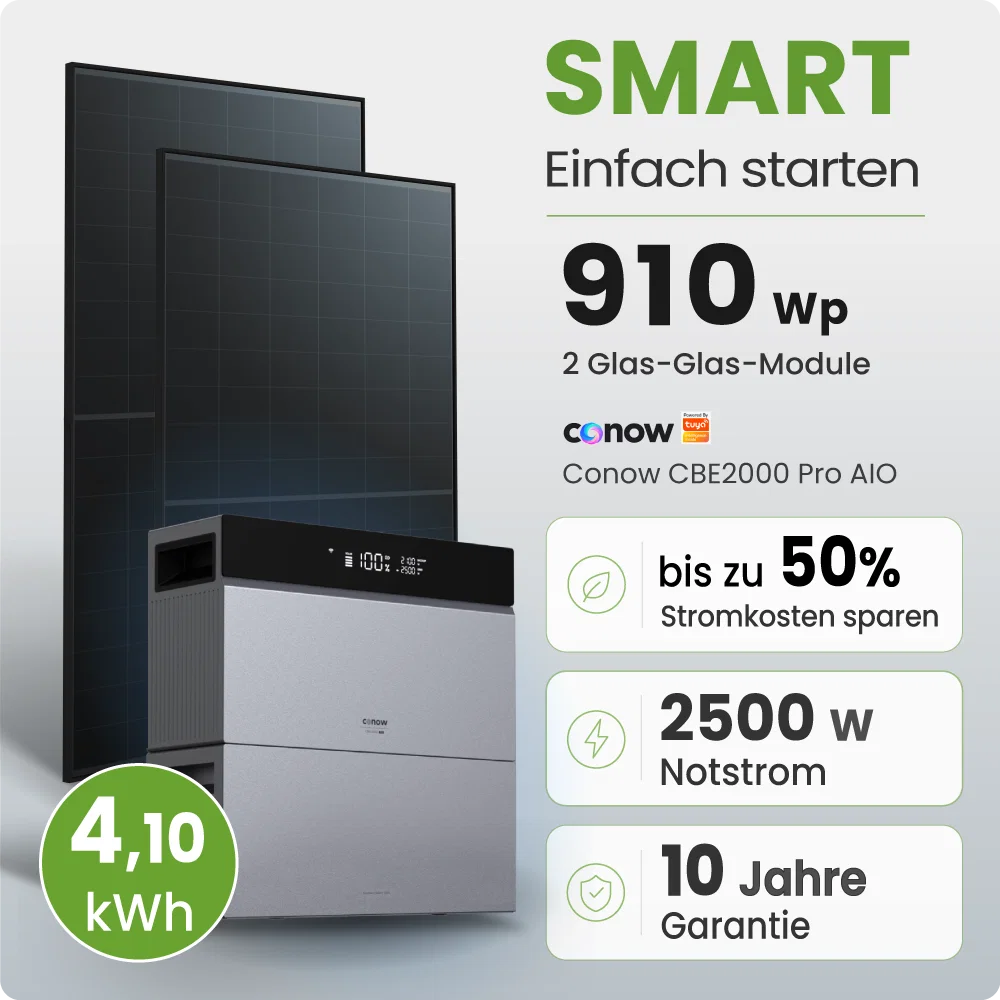 Tepto 920W Balkonkraftwerk Smart mit Conow 4kWh Speicher + Gratis Smart Meter