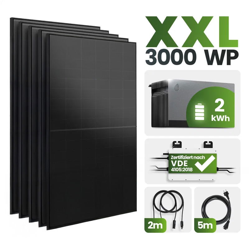 Plug&Play PV-Anlage 3000W mit Avocado und FoxEss M1 800W mit 2,11 kWh Speicher FoxEss Avocado
