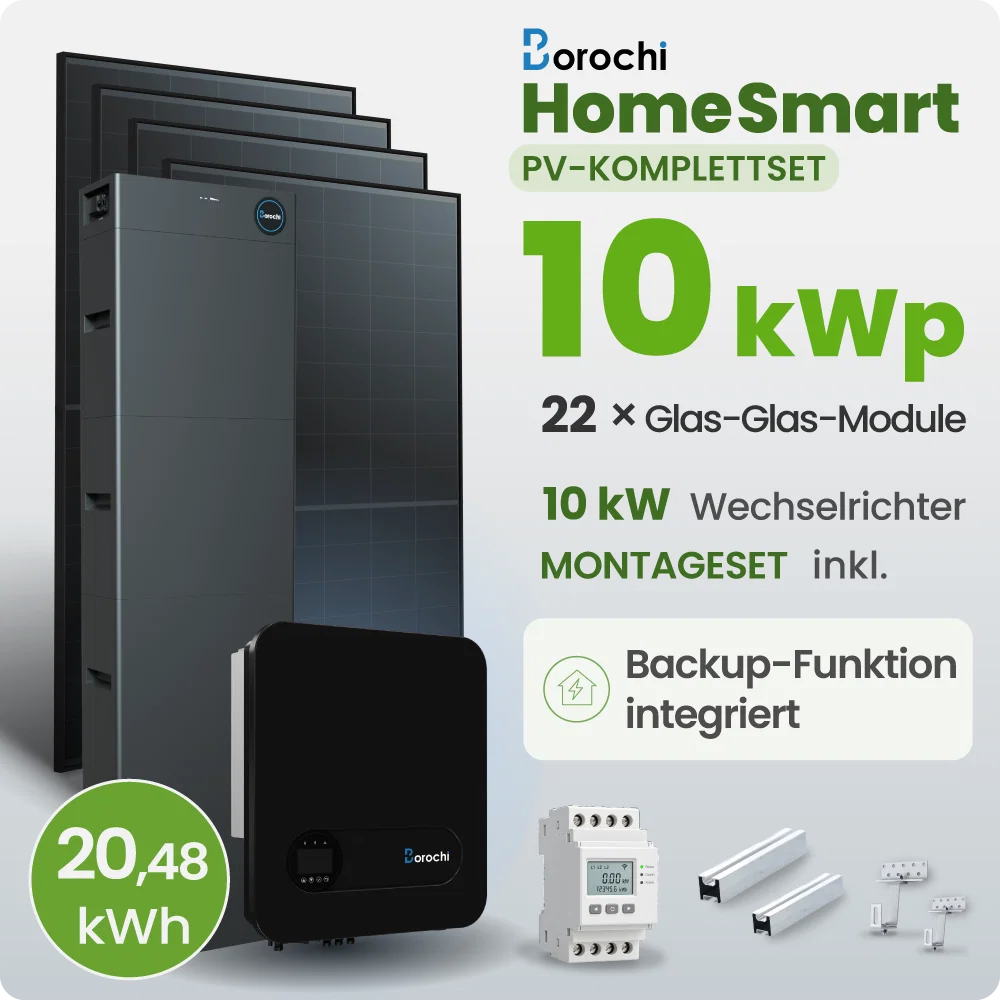 10 kWp Borochi PV-Anlage 22x 460Wp Fullblack 20kWh Speicher Notstromfähig Speicher erweiterbar