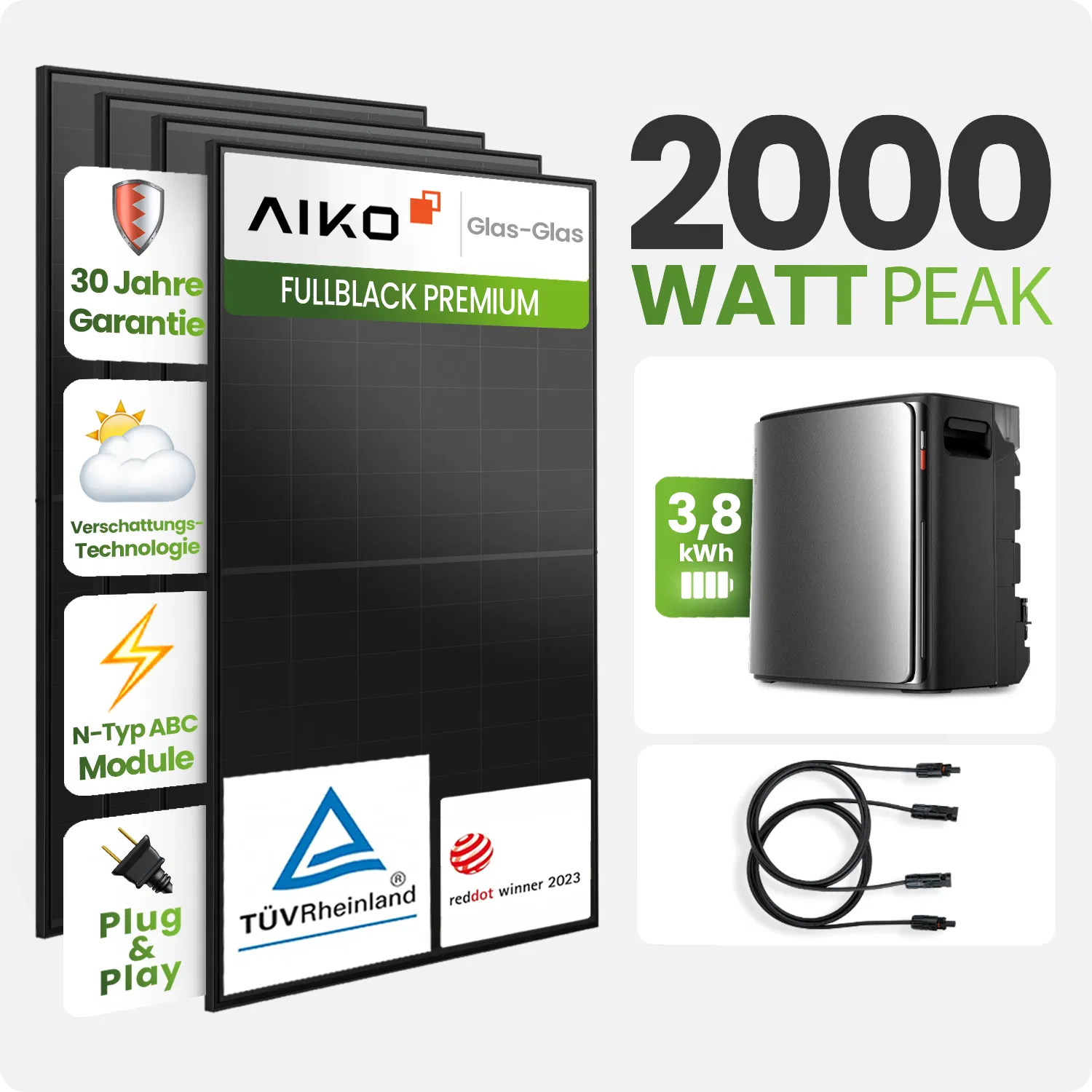Tepto 2000W Balkonkraftwerk MaxPower mit 3,84 kWh Speicher