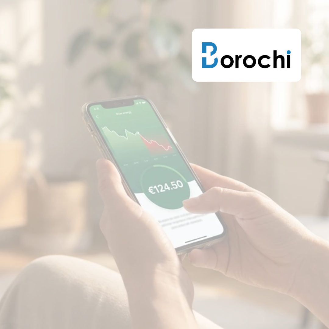 smartphone, Aktienkurs-Diagramm, Fintech, Handgerät, €124.50