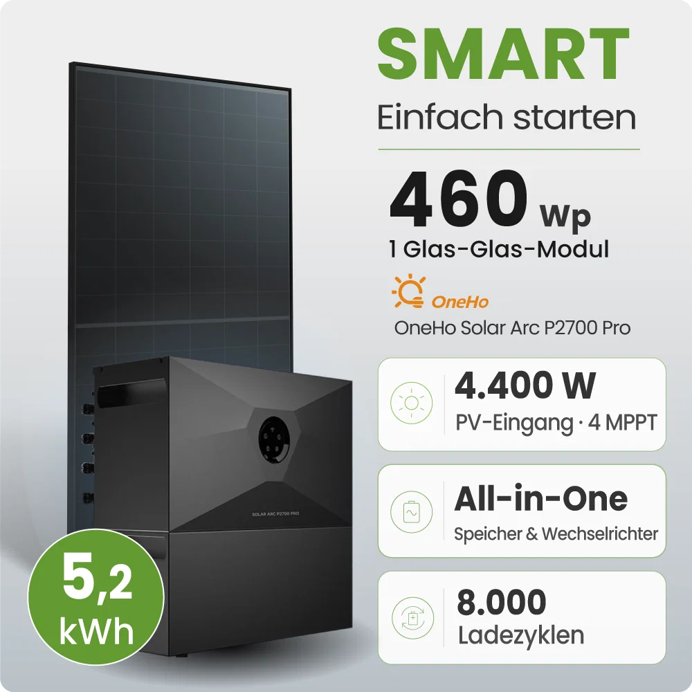Tepto 460W Balkonkraftwerk Smart mit OneHo 5,2kWh Speicher