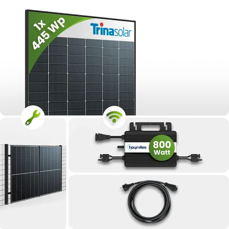 Tepto 465Wp Balkonkraftwerk Smart mit Hoymiles Mikrowechselrichter - Zaunmontage