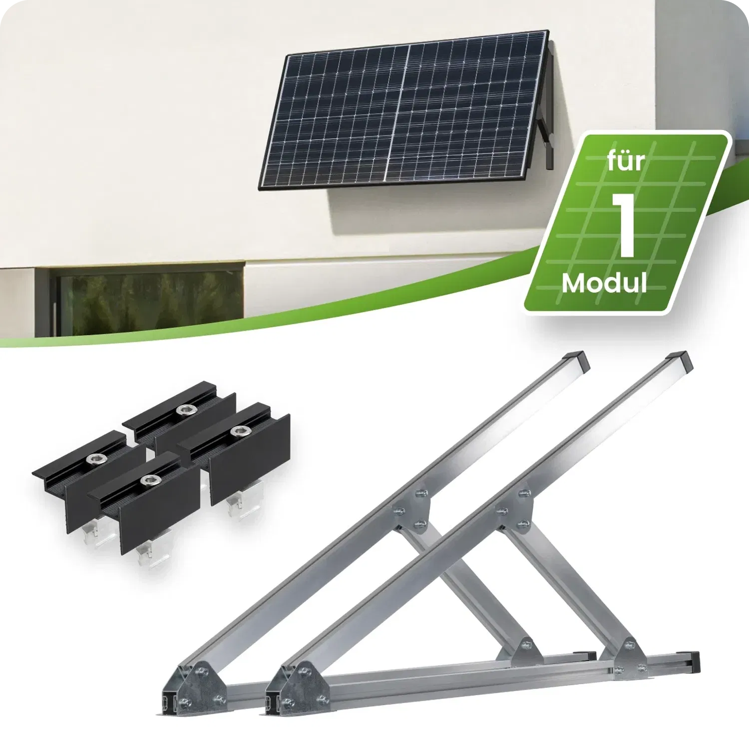 Flachdach- und Wand Montageset für 1 Modul waagerecht - 30mm Flachdach- und Wand Montageset für 1 Modul waagerecht - 30mm