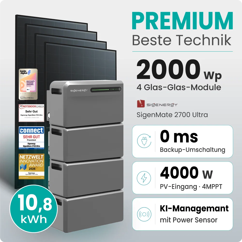 Tepto 2000W Balkonkraftwerk Premium mit Sigenergy SigenMate mit 10,75kWh Speicher