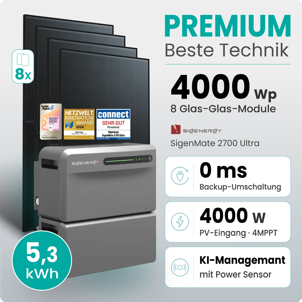Tepto 4000W Balkonkraftwerk Premium mit Sigenergy SigenMate mit 5,3Wh Speicher