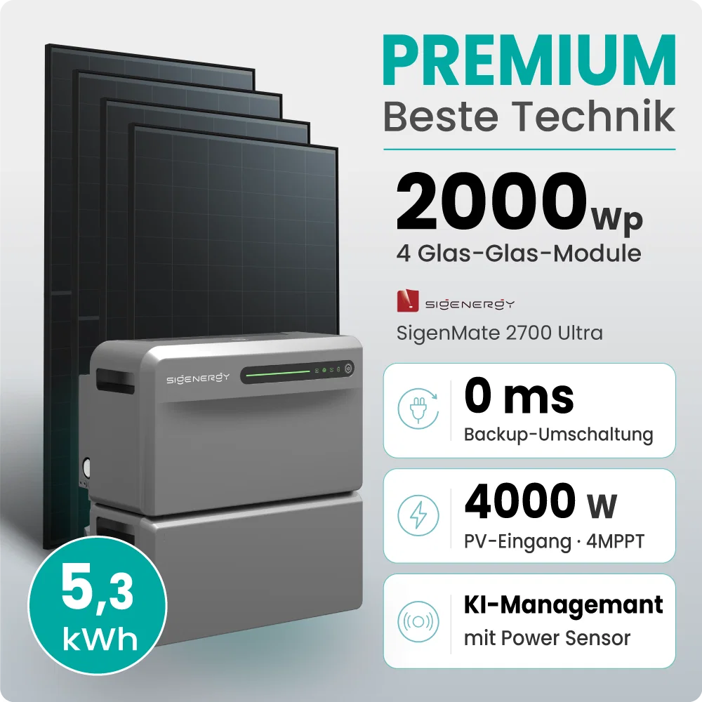 Tepto 2000W Balkonkraftwerk Premium mit Sigenergy SigenMate mit 5,38kWh Speicher