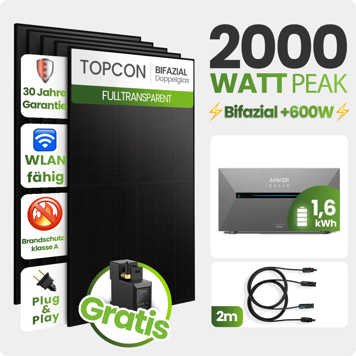 Tepto 2000W Balkonkraftwerk MaxPower mit 1,6 kWh Speicher