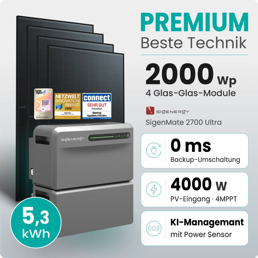 Tepto 2000W Balkonkraftwerk Premium mit Sigenergy SigenMate mit 5,38kWh Speicher