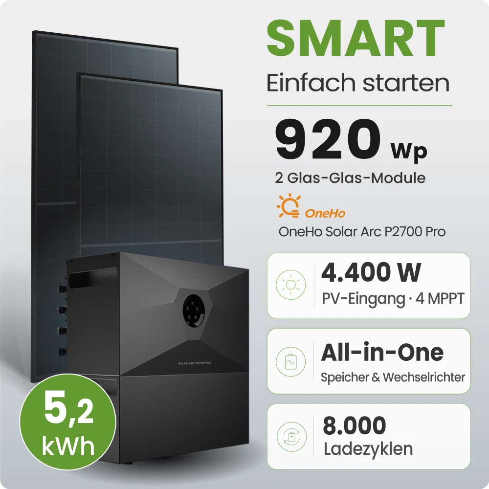 Tepto 920W Balkonkraftwerk Smart mit OneHo 5,2kWh Speicher