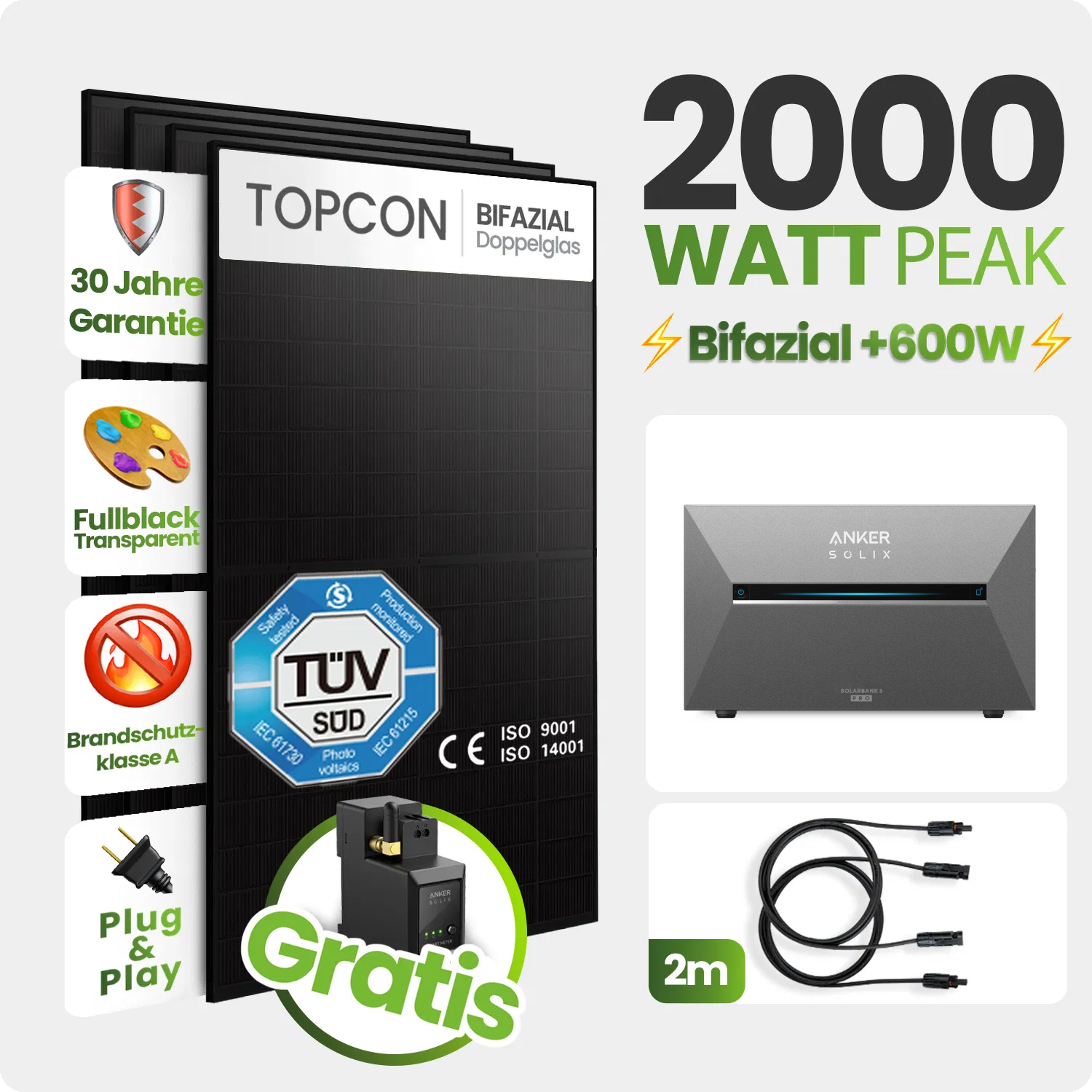 Tepto 2000W Balkonkraftwerk MaxPower mit 5,4 kWh Speicher Anker 3 Computerausrüstung, Adapter, Bildschirm, Überwachen