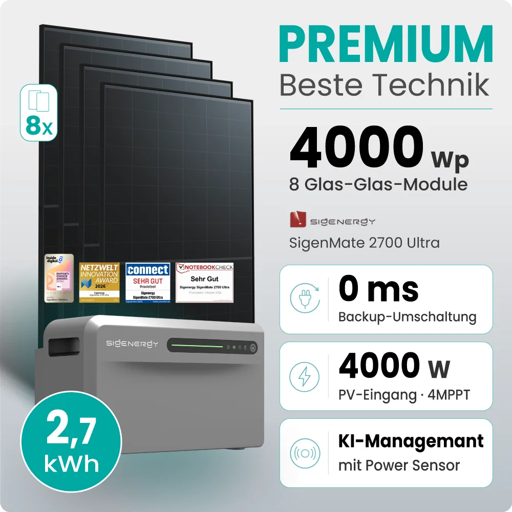 Tepto 4000W Balkonkraftwerk Premium mit Sigenergy SigenMate mit 2,7kWh Speicher