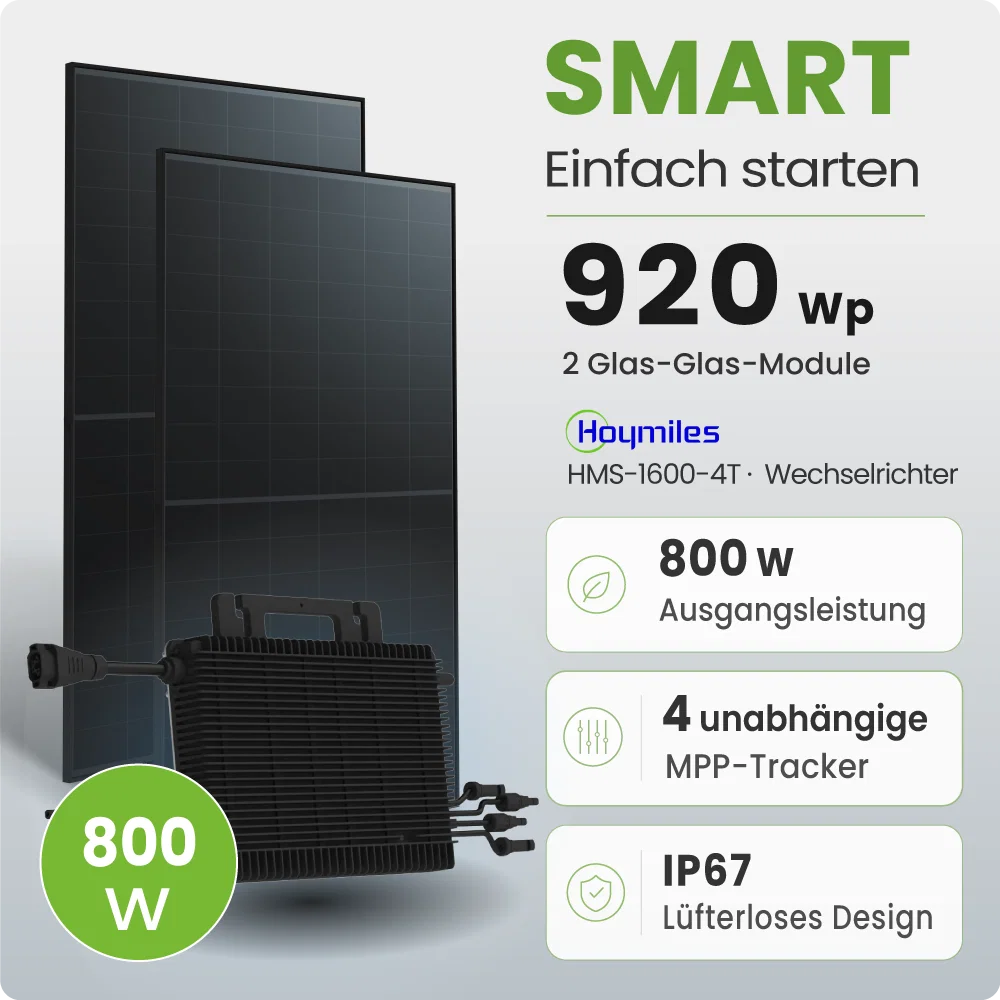 Tepto 920Wp Balkonkraftwerk Smart mit Hoymiles Mikrowechselrichter