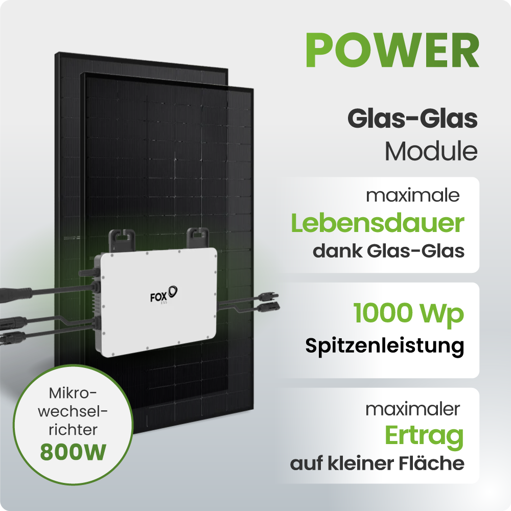 Solarmodul, Glas-Glas Modul, Solarpanel, 800W Mikro-Wechsler, Solarapu