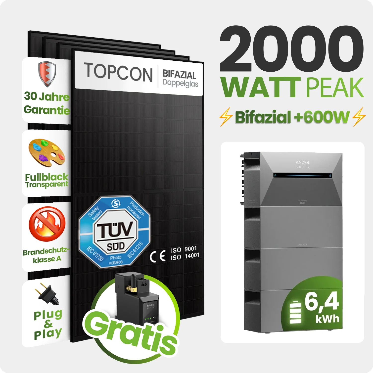 Tepto 2000W Balkonkraftwerk MaxPower mit 6,4 kWh Speicher