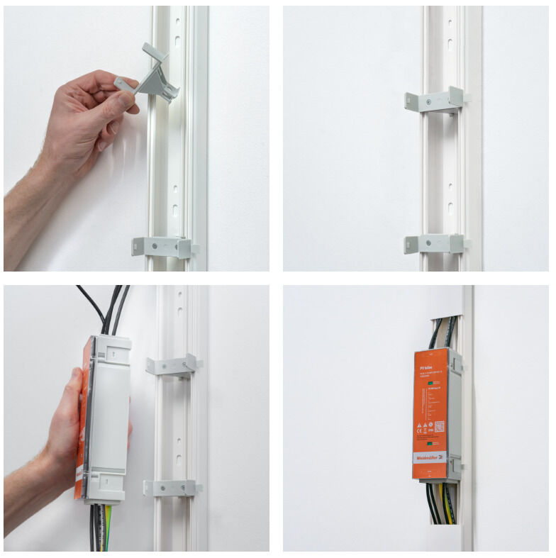 Schienenhalter, Montagezubehör, Schienensystem, Elektronikkabel, Verbindungsstück