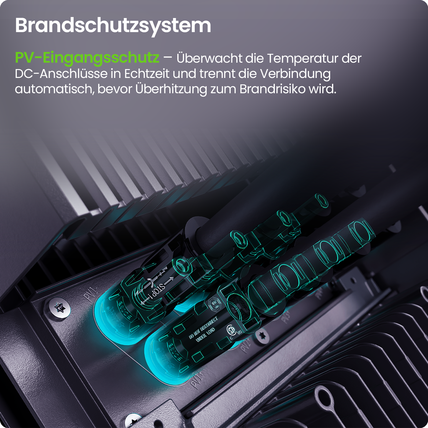 Brandschutz, PV-Eingangsschutz, Schutzsystem, Stromverteiler, Kabelverbinder