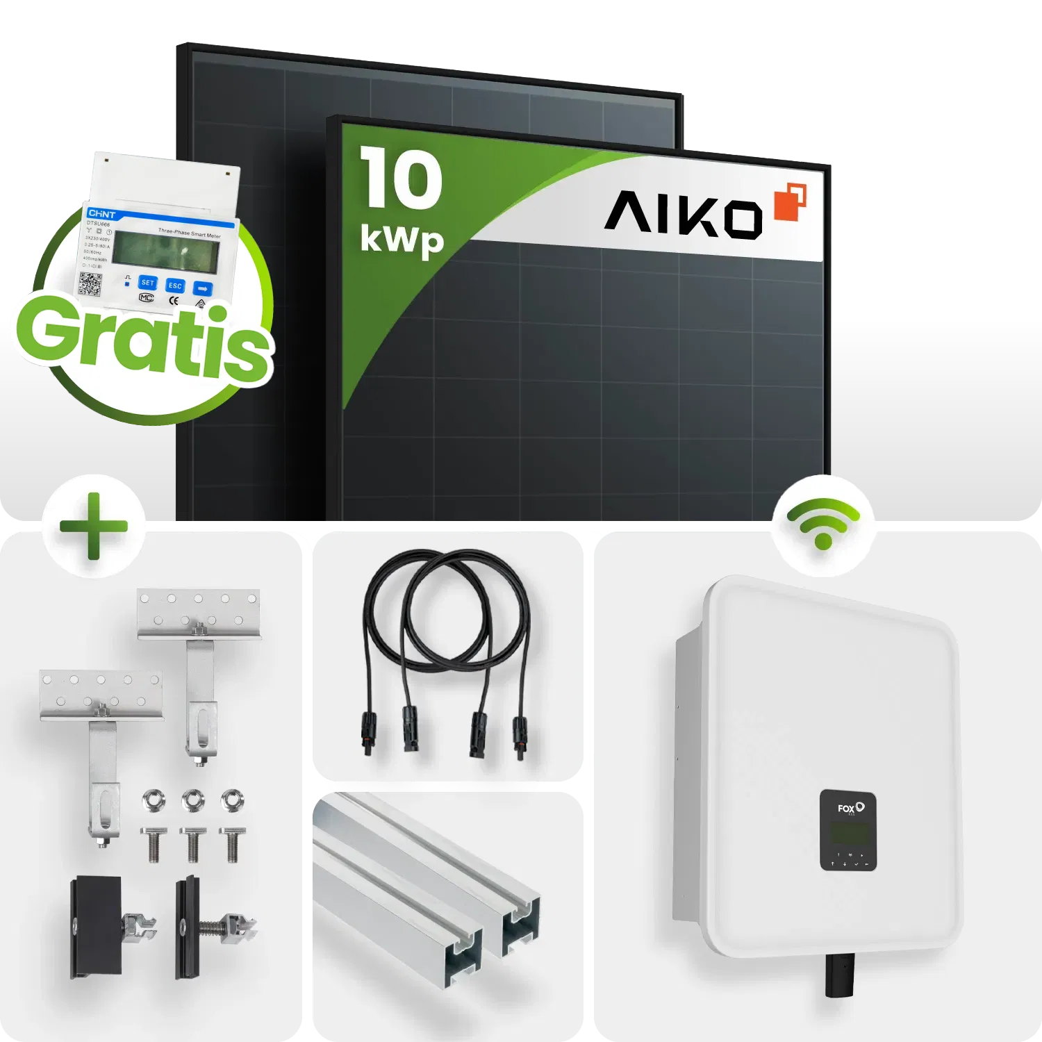 10 kWp FoxEss PV-Anlage 22xAiko 460Wp Glas-Glas Fullblack inkl. Smart Meter 10 kWp FoxEss PV-Anlage 22xAiko 460Wp Glas-Glas Fullblack inkl. Smart Meter