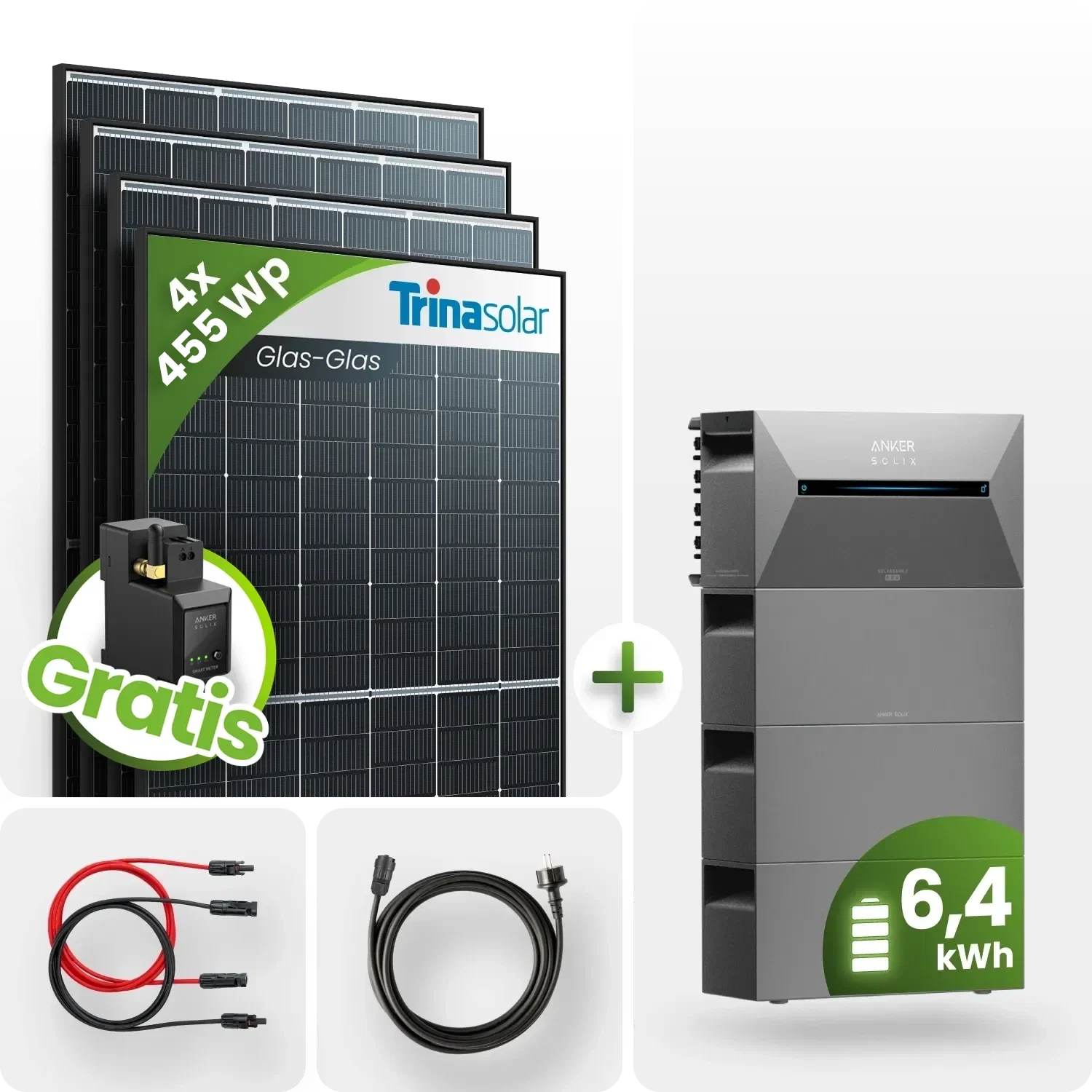 1820Wp Balkonkraftwerk 6,4kWh Speicher Anker Solarbank 2