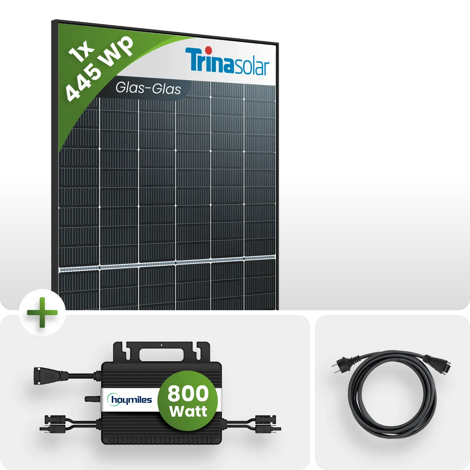 445Wp Balkonkraftwerk 1x445Wp Trina Bifazial Black Frame Hoymiles HMS-800W