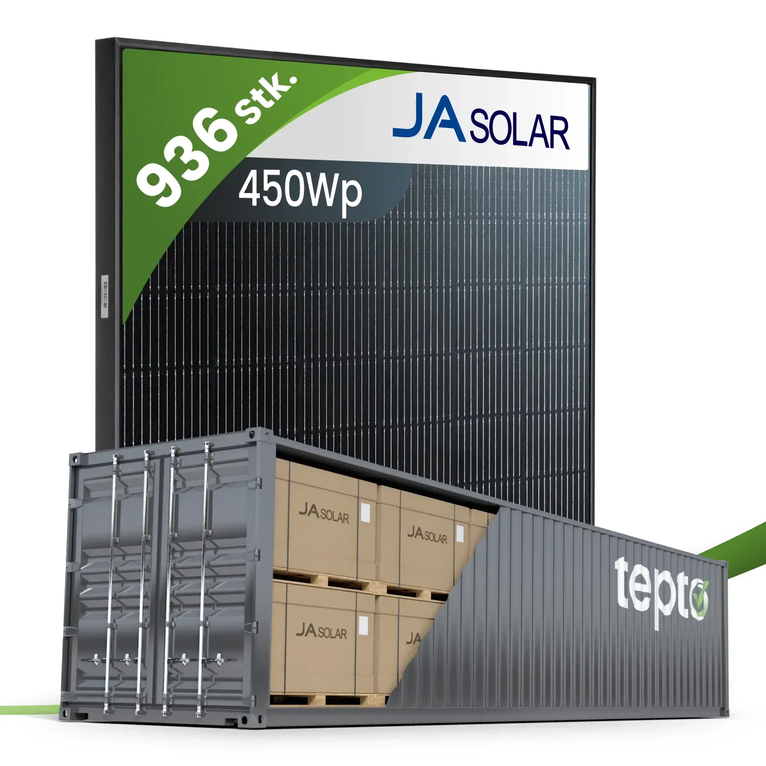 JA Solar JAM54D41-LB/450Wp Bifazial Glas-Glas Fullblack (Container)