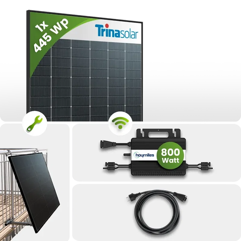Tepto 465Wp Balkonkraftwerk Smart mit Hoymiles Mikrowechselrichter - Balkonmontage