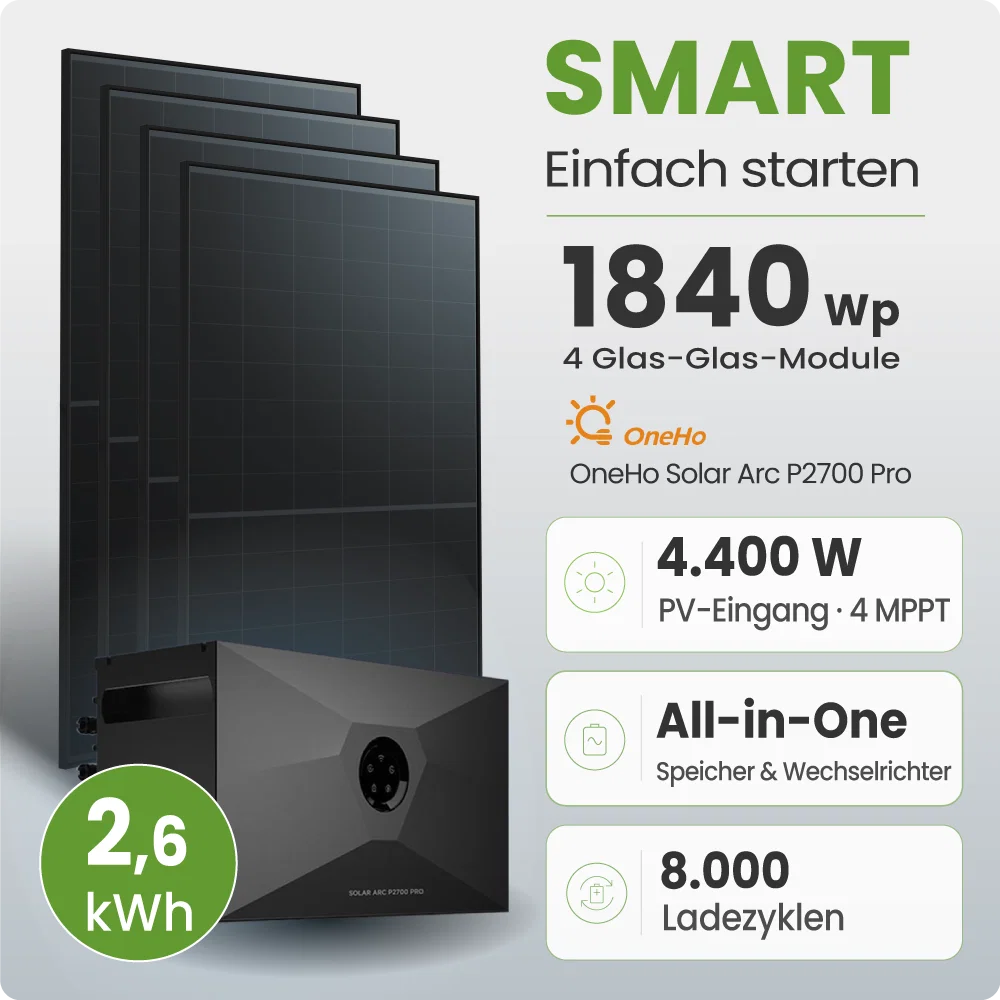 Tepto 1840W Balkonkraftwerk Smart mit OneHo 2,6kWh Speicher