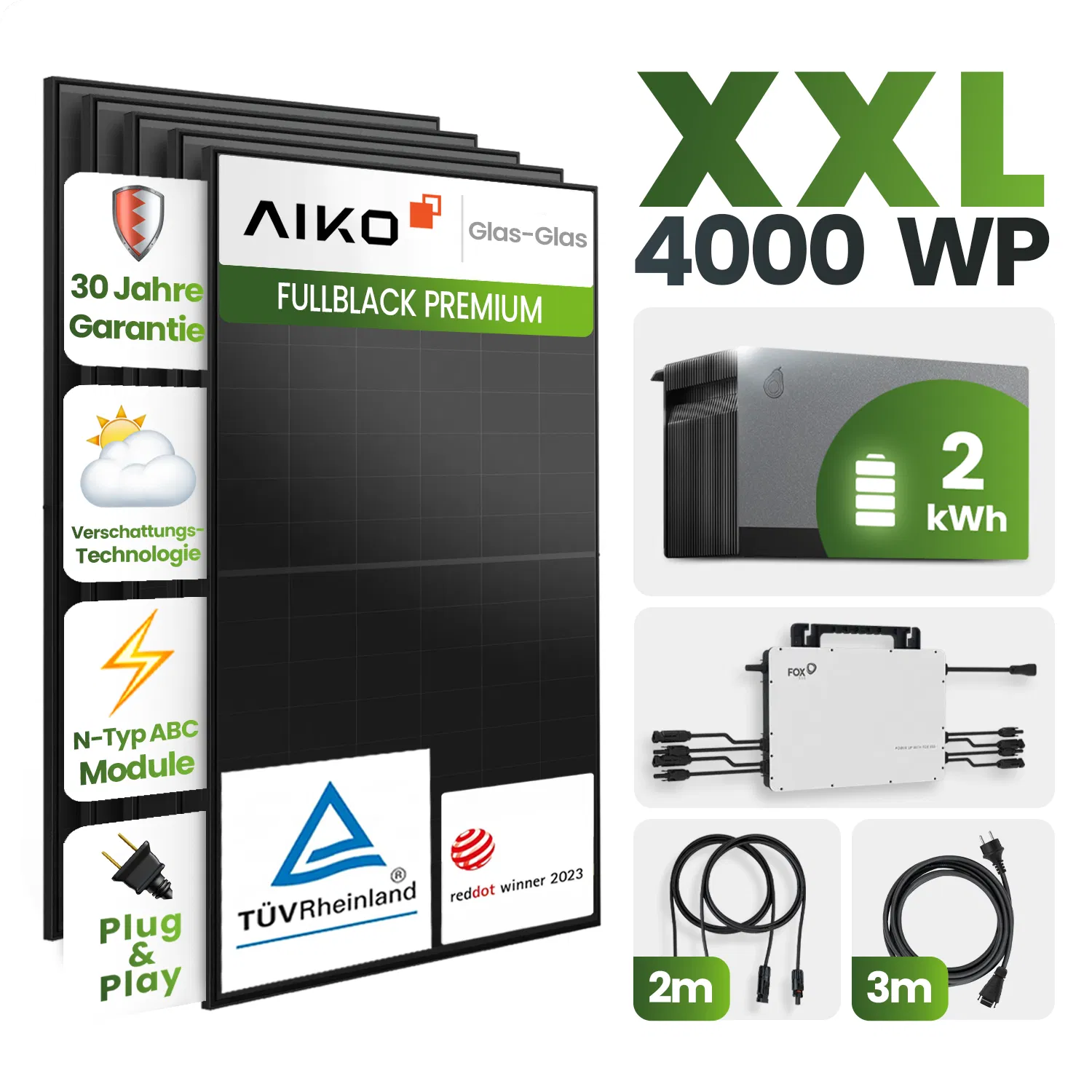 Balkonkraftwerk 4000W mit Avocado und FoxEss Q1-2000-E