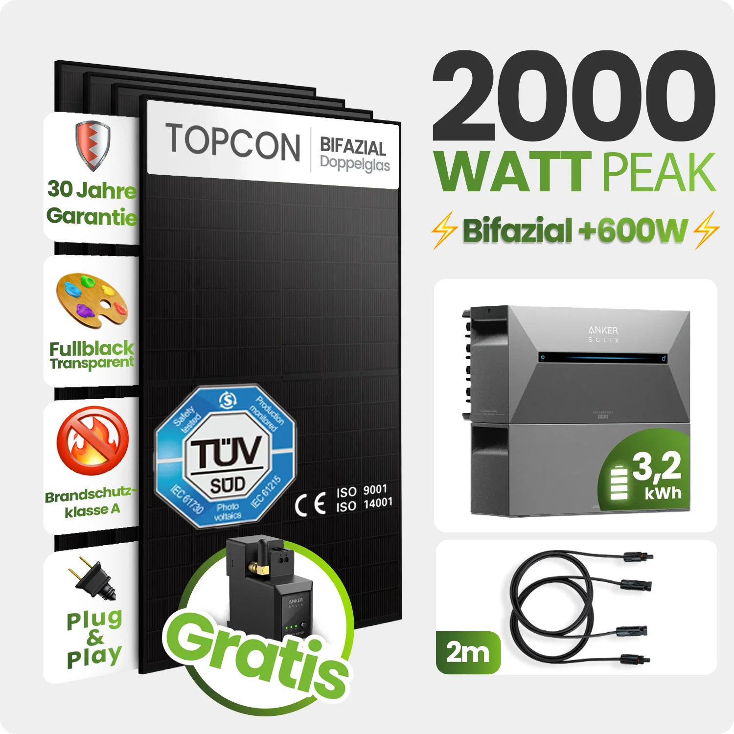 Tepto 2000W Balkonkraftwerk MaxPower mit 3,2 kWh Speicher