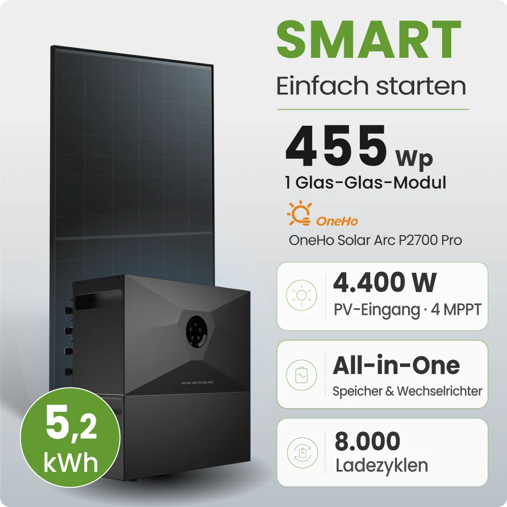Tepto 460W Balkonkraftwerk Smart mit OneHo 5,2kWh Speicher