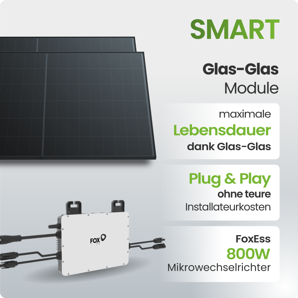 Solarmodul, Glas-Glas, Lebensdauer, Plug & Play, Mikrowechselrichter
