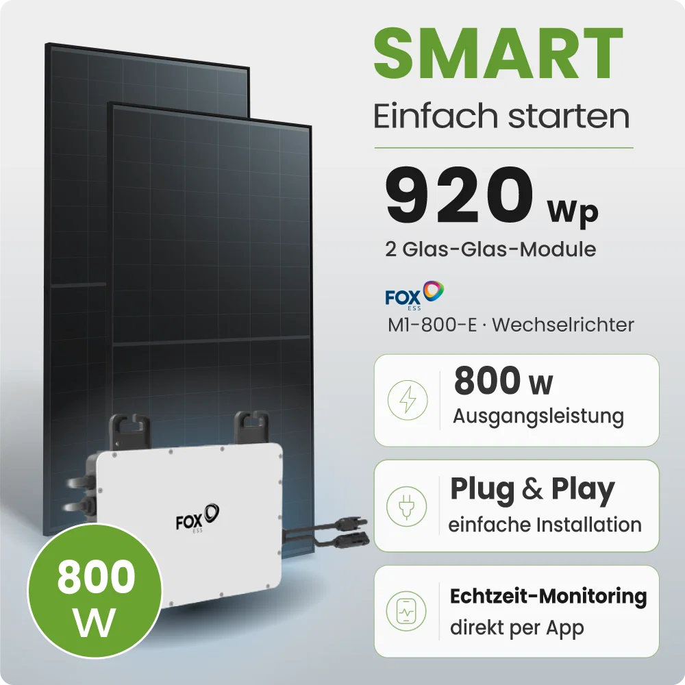 Tepto 920Wp Balkonkraftwerk Smart mit FoxEss Mikrowechselrichter