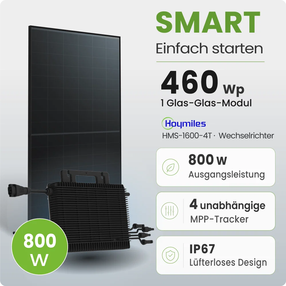 Tepto 460Wp Balkonkraftwerk Smart mit Hoymiles Mikrowechselrichter